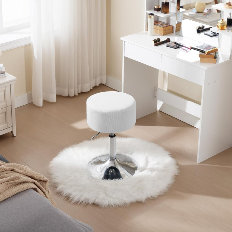 Bausch Swivel Upholstered Adjustable Height Bar Stool, White, 2