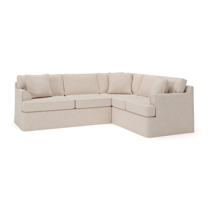 Canapé modulaire 2 pièces Conradina, Mélange de lin performance sable Lena, Orienté à droite