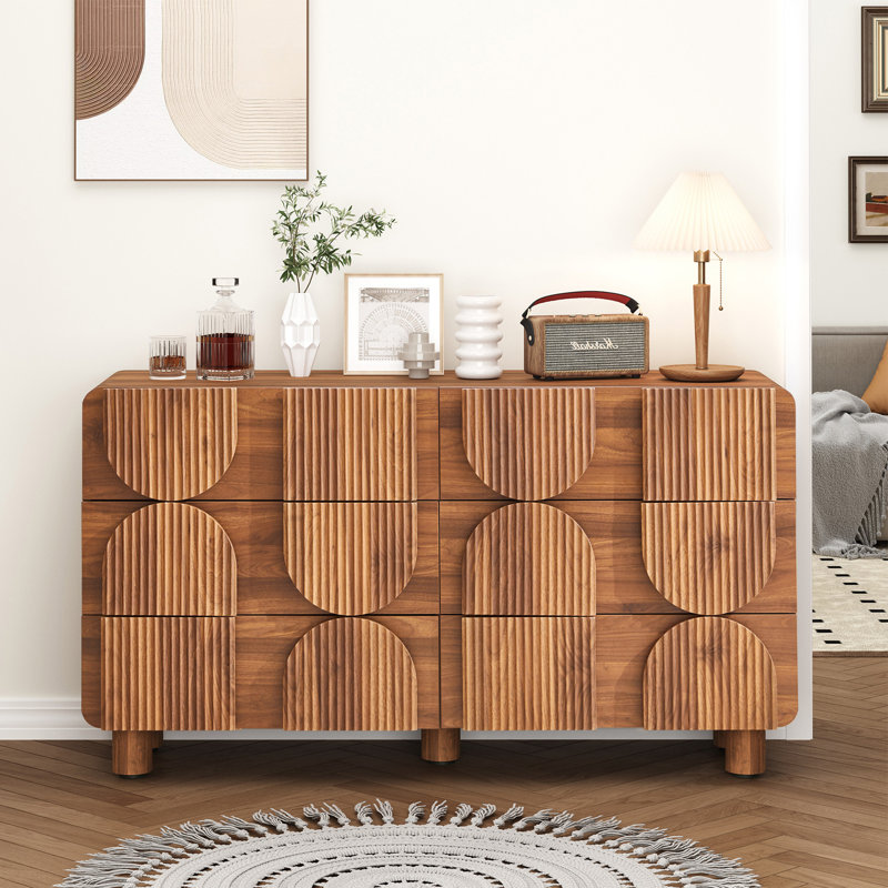 Molded 6-Drawer Double Dresser (53.2" W), Brown