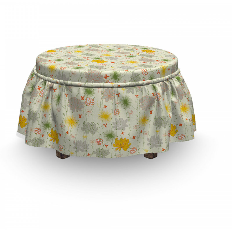 Ensemble de housse pour repose-pieds à coussins carrés rétro, 2 pièces