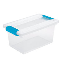 Sterilite 9.5 x 6.5 x 4 Inch Small Open Scoop Front Clear Storage Bin with  Comfortable Carry Through Handles for Household Organization (48 Pack)