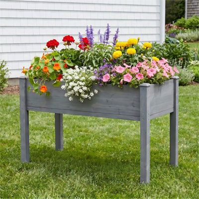 Jardin surélevé de 48 po x 24 po x 30 po avec pieds surélevés, jardinière en bois surélevée pour plantes d'extérieur
