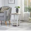 Table de bout ronde contemporaine avec tablette, gris
