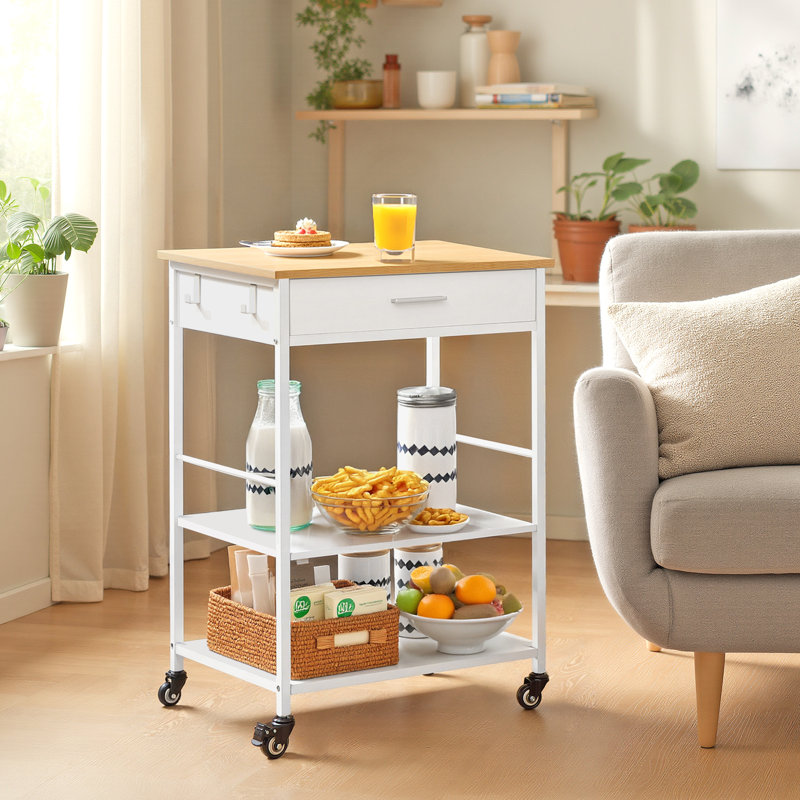Îlot roulant de cuisine, chariot de cuisine mobile avec rangement sur roulettes, 17,7 po x 23,6 po x 35,4 po, tiroir, 2 crochets, pour la salle à manger