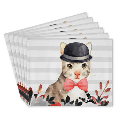Cat Detective Polyester Kibbe Set of 6 | Home Decor
