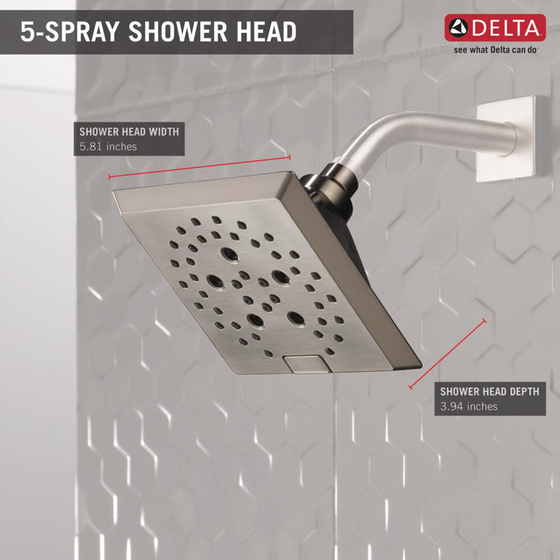 Adjustable Shower Head with H2Okinetic Technology, Lumicoat Stainless