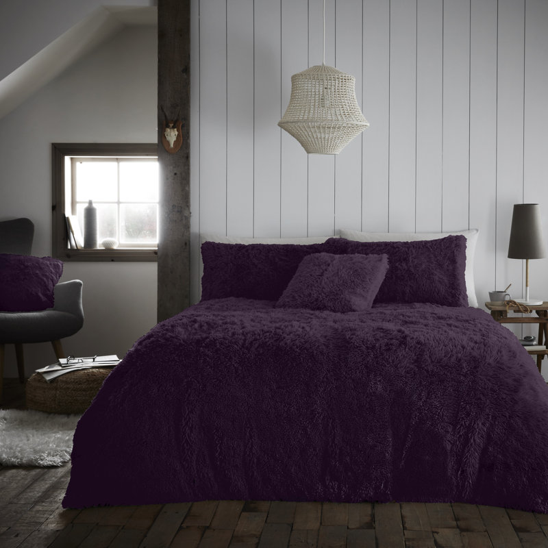 Teddy Fleece Duvet Cover Set with Pillowcases, Ultra Soft Plush Winter Bedding Set with Pillow Case(s), Warm Cosy Quilt Cover, Machine Washable