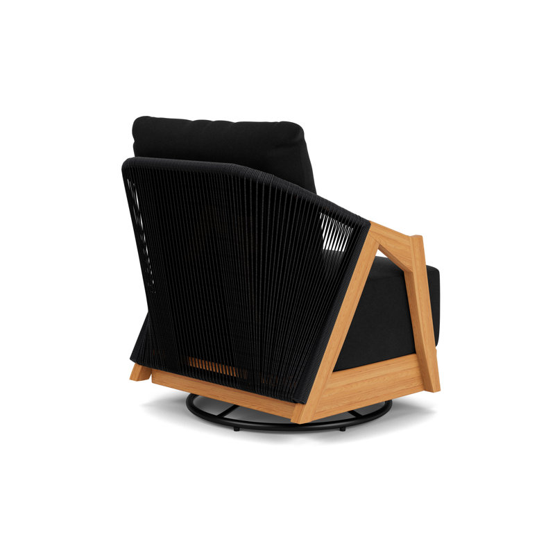 Alpine Outdoor Teak Swivel Armchair, Canvas Black