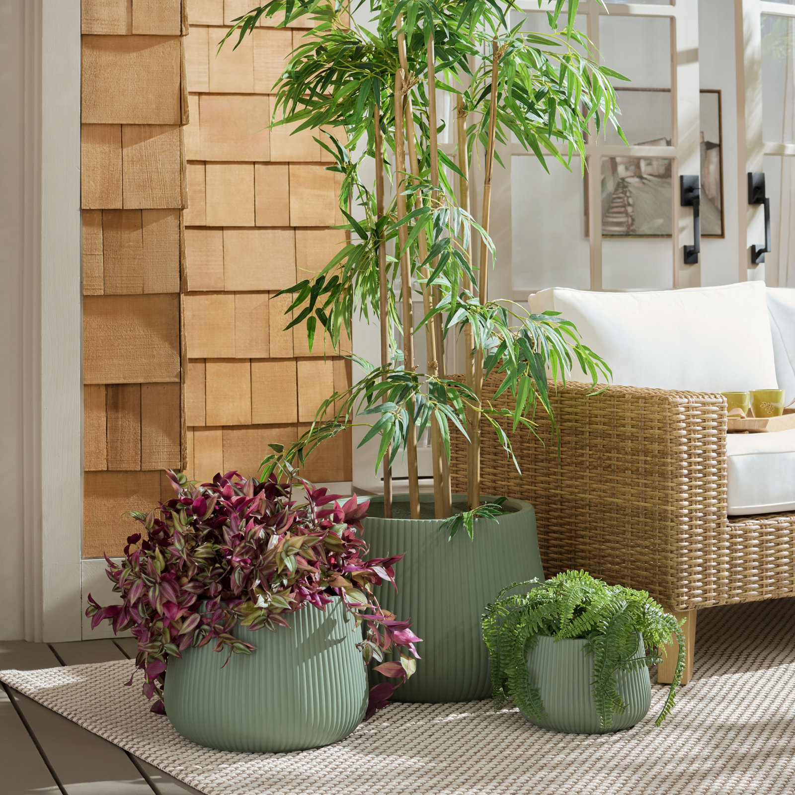 Sara Planter Pot Set Of 3, Green