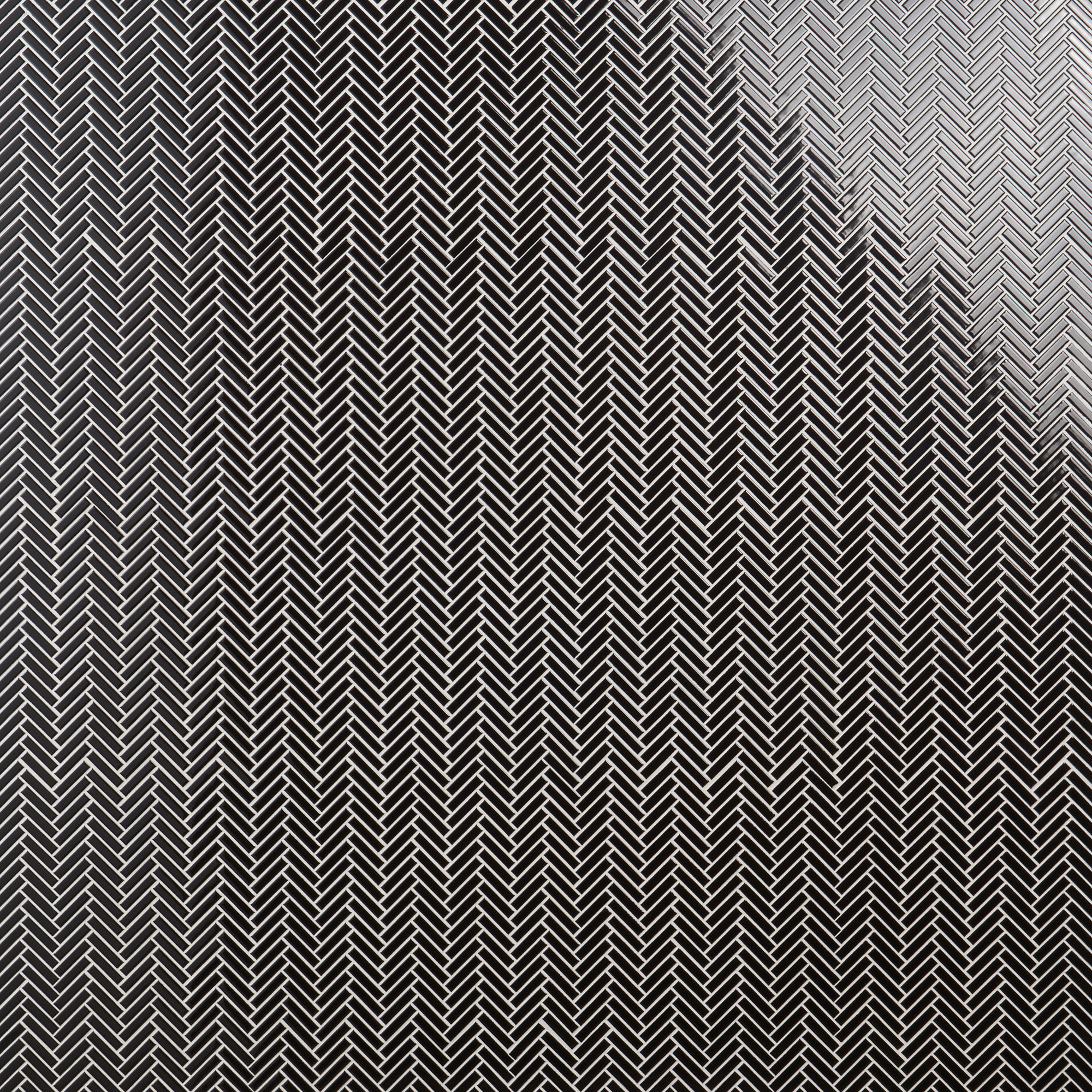 Monogram Herringbone 11.14 in. x 11.14 in. Glossy Porcelain Mosaic Floor And Wall Tile (0.86 Sq. Ft. / Each), Black