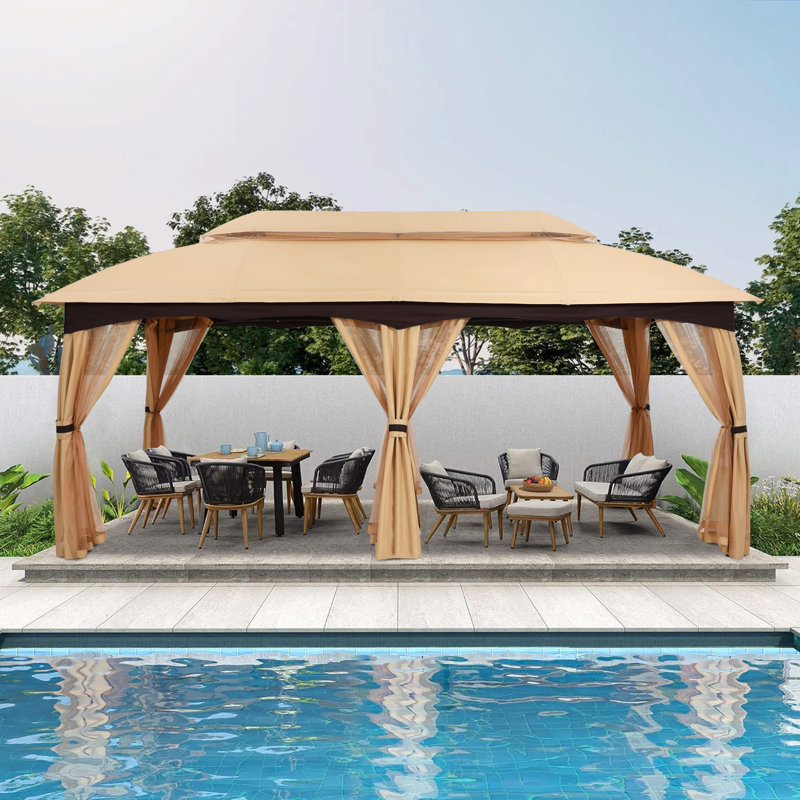 L 20 pi. X 10 pi. D Pavillon de jardin en acier, Beige