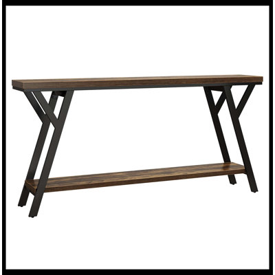70.9" Console Table, Industrial Sofa Table Behind Couch With 2-Tier Storage Shelf