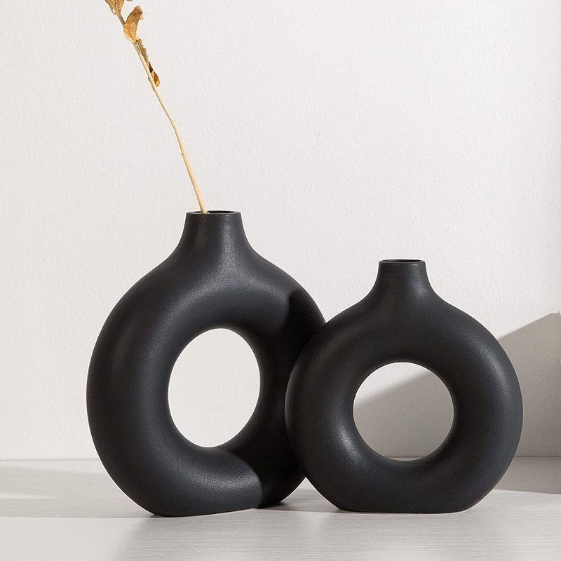 Bryelle Ceramic Table Vase, Black
