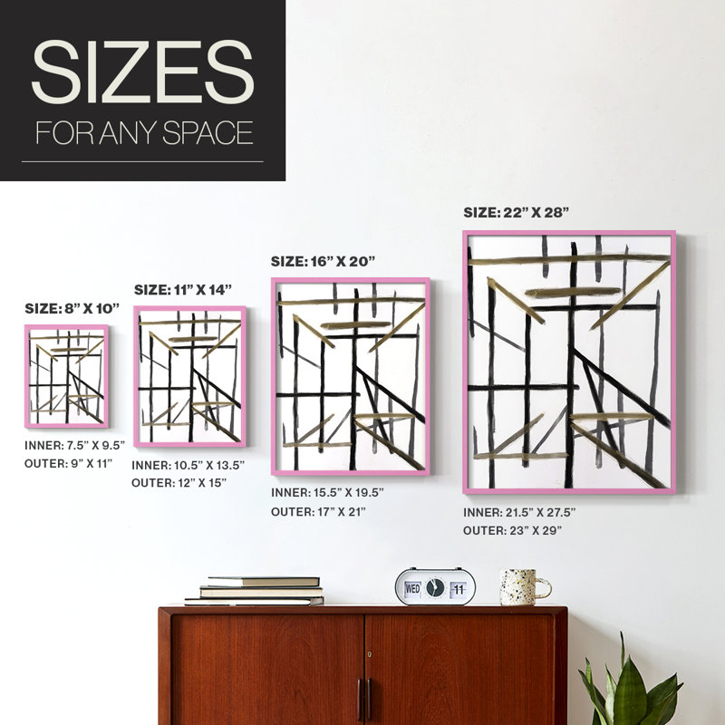 Edifice II Framed Print - Solid Wood, 11" H x 9" W, Pink Framed