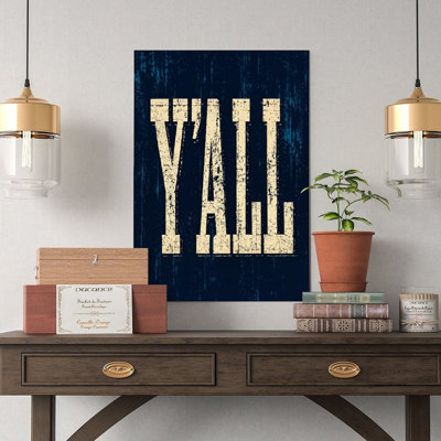 Impression sur toile, art typographique rétro Y'all, impression sur toile Southern Farmhouse Vintage Home Decor