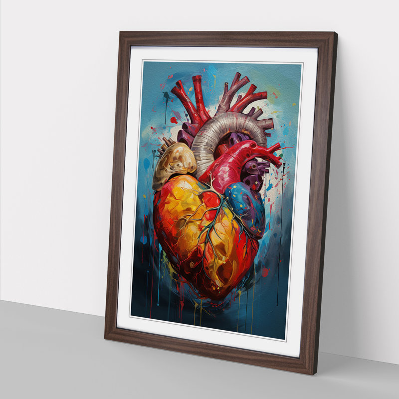 Anatomical Heart Action Painting - Framed Print, Walnut Framed, 64cm H x 46cm W