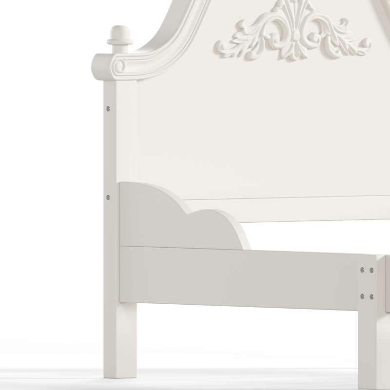 Cadre de lit plateforme en bois massif avec tête de lit Heritage, Beige