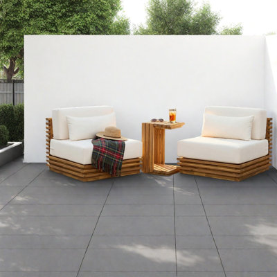 Ensembles de salle à manger de patio surdimensionnés, ensemble de conversation moderne en bois d'acacia pour la maison extérieure