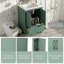 Meuble-lavabo 24 po avec lavabo en céramique, meuble Storae autoportant moderne avec poignées argentées, portes à fermeture douce