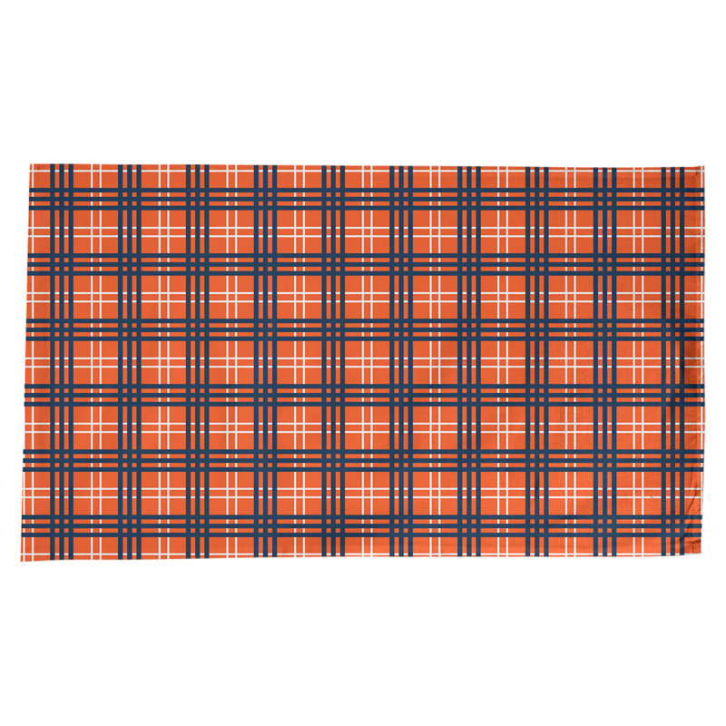 Nappe en mélange de coton à carreaux, Orange / blanc / bleu