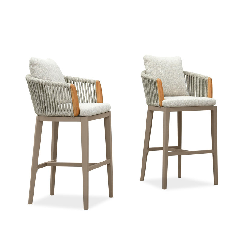 Tabourets de hauteur de comptoir et de bar avec accoudoirs de couleur contrastante et coussin en oléfine, 28.74"