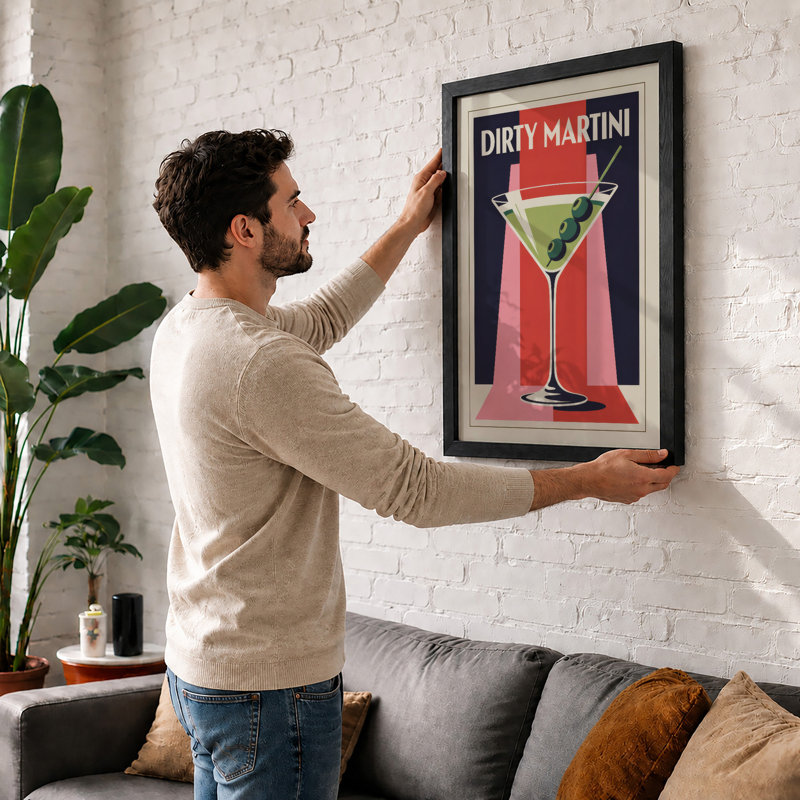 Dirty Martini Retro - Framed Print, A1 - 84.1 x 59.4 cm, White