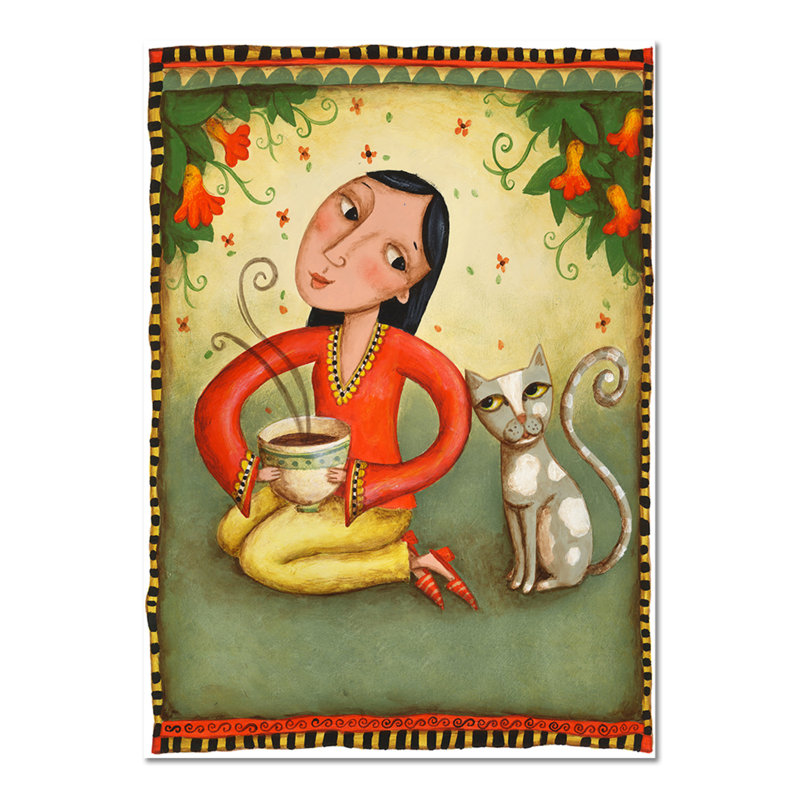Tè col Gattino by Cindy Revell - Rectangle Painting