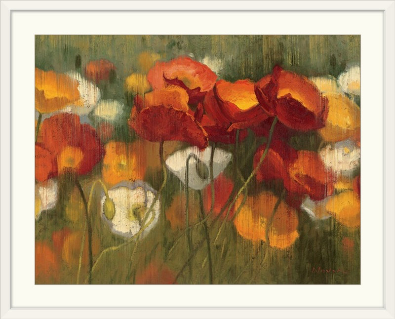 « the power of red ii » par shirley novak, reproduction d’art, H 26 po x l 32 po x P 1 po, Cadre blanc
