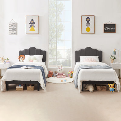 Upholstered Adjustable Headboard Twin Size Bed