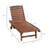 Chaise Lounge Chair Outdoor Wooden Pool Lounge Chair With 3-Level Adjustable Backrest, Built-In Table And Rolling Wheels, Sun Tanning Chair For Beach Poolside Sunbathing, Brown Red