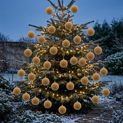 Boule de Noël enneigée de 8 cm avec velours de Noël, arbre suspendu, babiole, incassable, décorations de Noël pour les fêtes, décoration de maison vendue à partir de 1 PC Illimité