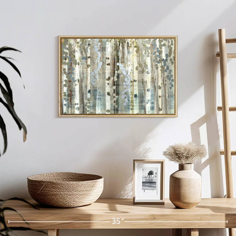 Birch Wood Meadow, 19" X 13", Floating Frame Natural Wood