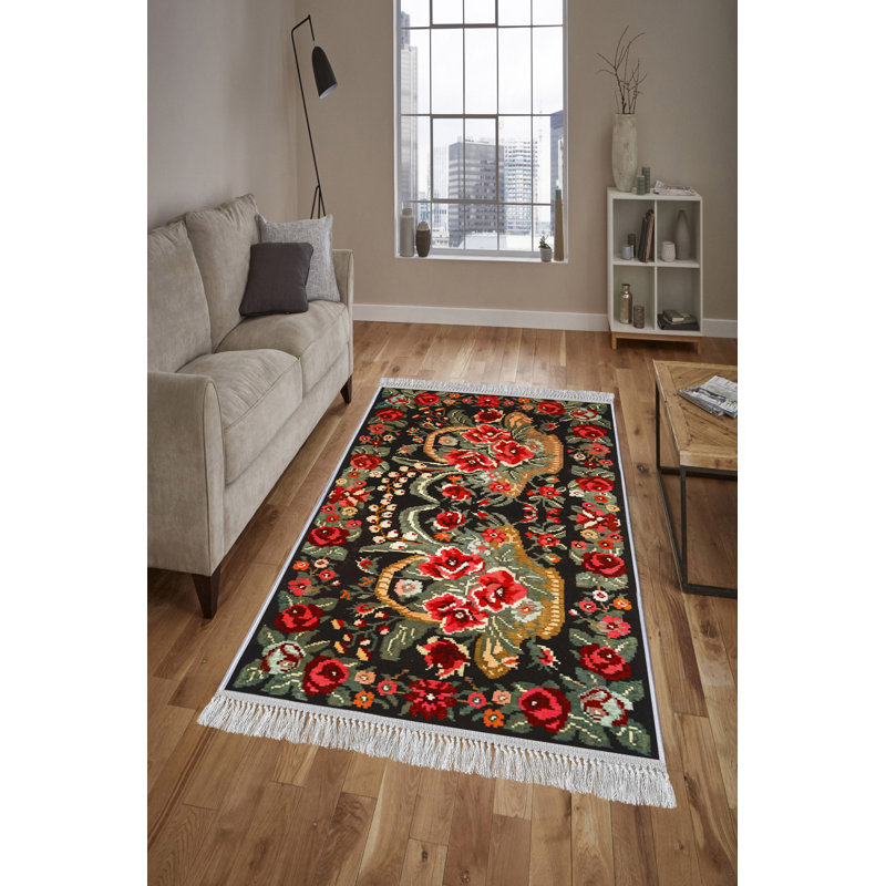 Luxurious Velvet Area Rug (4.6 x 7.2 ft), 100% Antibacterial Fabric, Non-Slip Cotton Backing, Pile Height: 0.4 in | Machine Washable, 3D Digital Print Design | Perfect for Living Room & Bedroom Decor, Soft & Durable