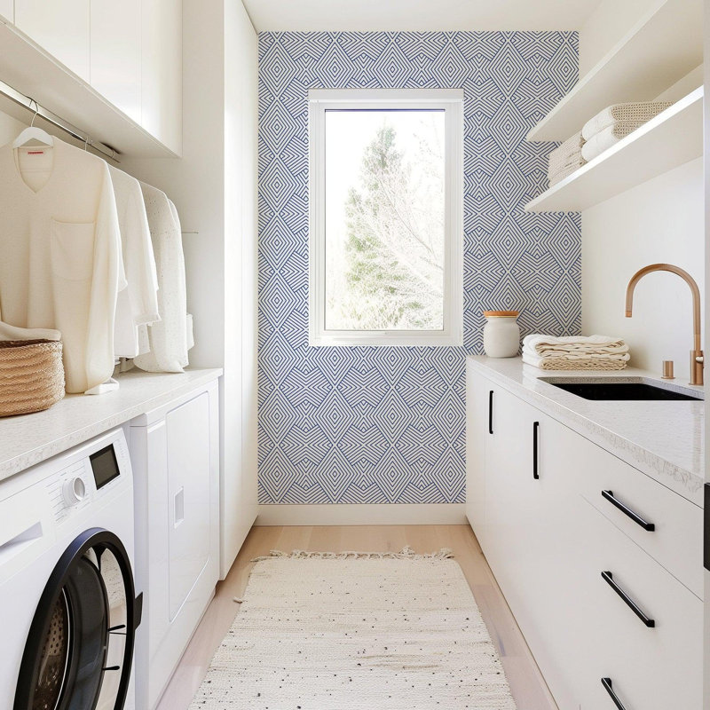 Rouleau de papier peint «L 10 pi x l 24 po» Mme Paranjape, Bleu Yves, Faux Grasscloth