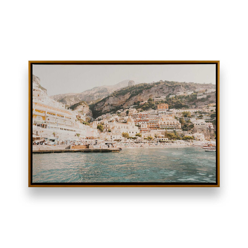 Impression sur toile Coastal Splendor, Cadre flottant or poli, H 32,75 po x l 48,75 po x P 1,75 po