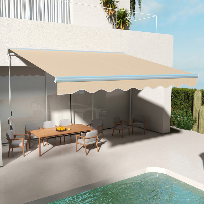 Auvent électrique avec lumières DEL, auvent rétractable, abri de soleil UV40 + avec télécommande et manivelle pour terrasse, balcon, cour