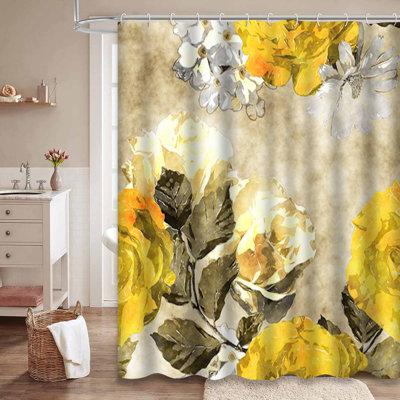 Art monochrome aquarelle rétro floral jaune or blanc avec 12 crochets