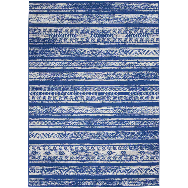 Union Rustic Poteet Ivory/Blue Area Rug & Reviews | Wayfair