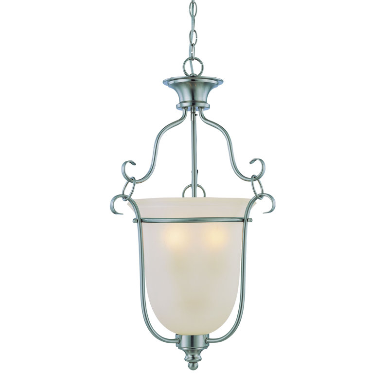 Luminaire suspendu 3 lumières simple urn Charlemont, Nickel satiné, Ambre