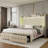 Kaliya Velvet Upholstered Wingback Platform Bed with LED Lights, Wood Bed Frame With 2 Storage Drawers-438663467-438518509