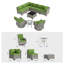 Ensemble de conversation modulaire en osier 10 pièces avec chaises berçantes pivotantes, table basse et table d'appoint, ensemble de conversation pour patio toutes saisons-899414439-899414434-899414435