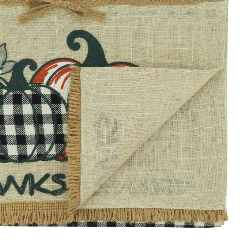 Plaid Thanksgiving Pumpkins Polyester Table Runner