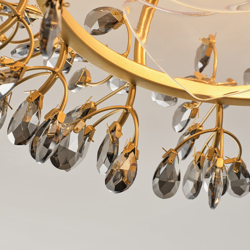 Ventilateur de plafond en cristal 22,8 "avec luminaire et télécommande, Gold with Gray Cryatals