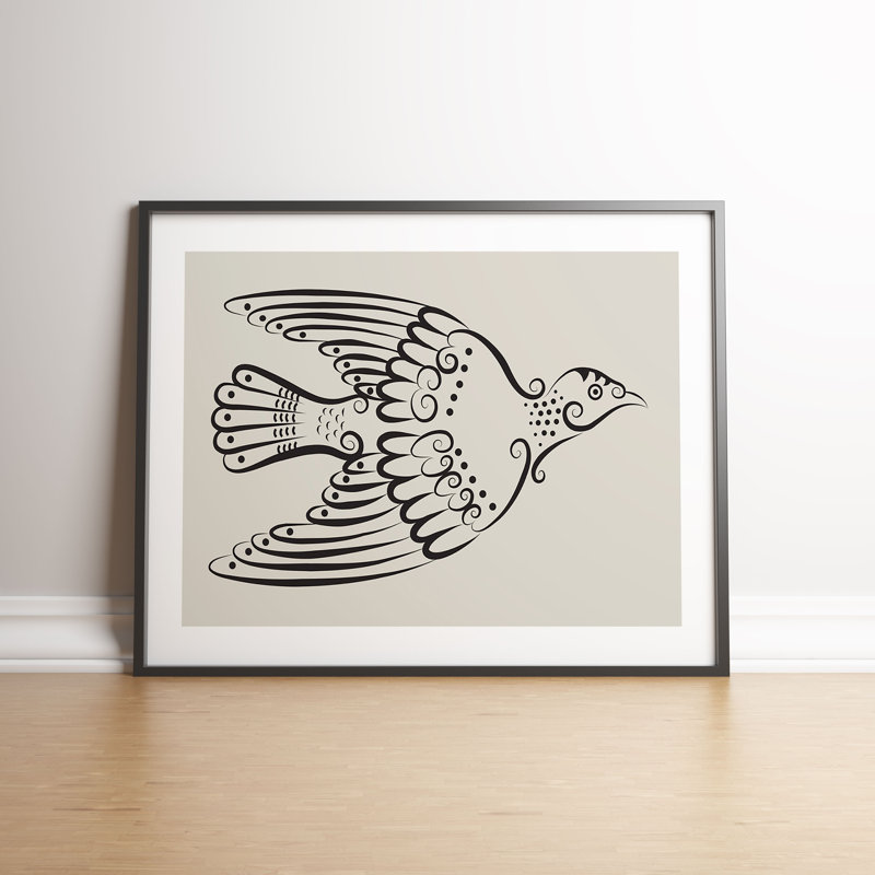 Ink Drawn Patterned Bird In Flight by Vouvart - Single Picture Frame Print