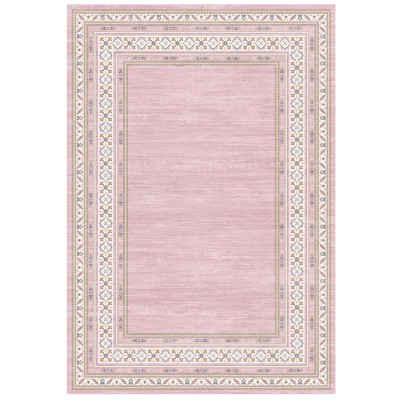 Tapis lavable moderne en simili laine avec envers antidérapant, Rose, 8 x 10 pi