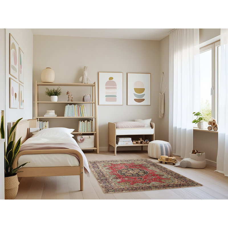Tapis traditionnel brun / rouge Dhiraj, Rectangle 3 pi x 5 pi
