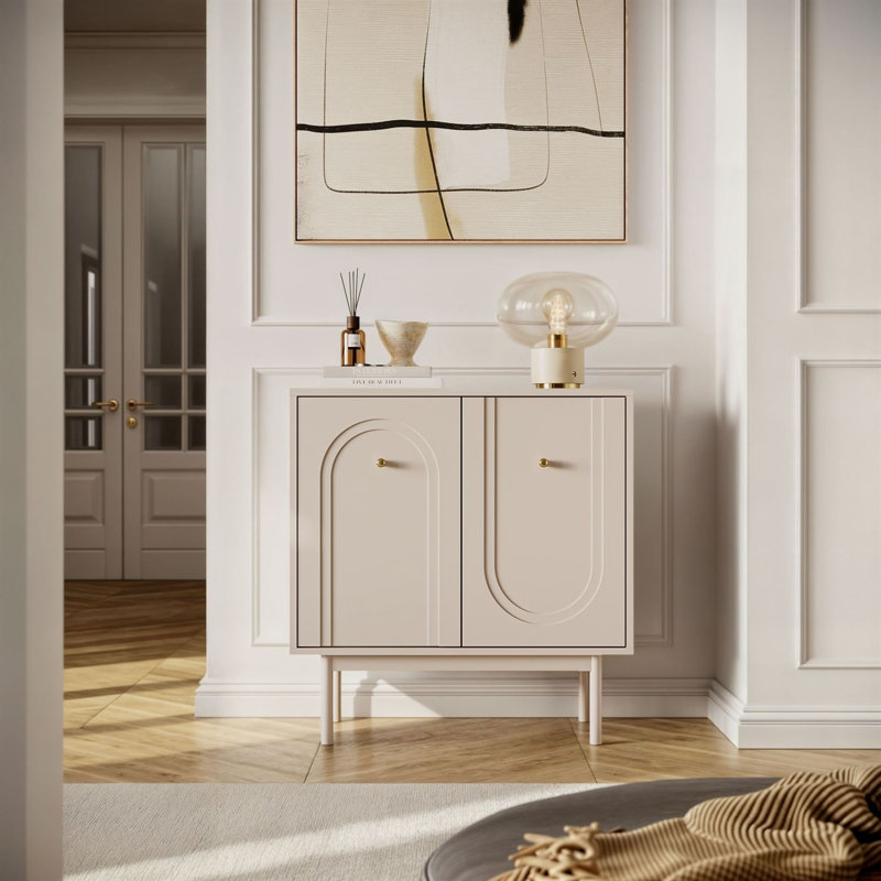 Highboard LIBERTY 2D with gold handles, Cashmere