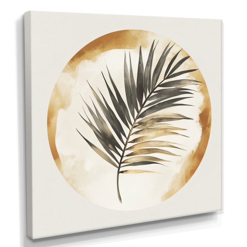 Palmier dans un cercle tranquille III - Décoration murale moderne tropicale, 30" H x 30" W, Toile tendue