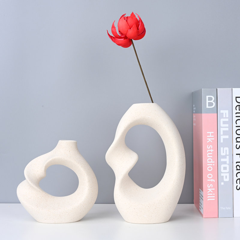 Keyner Handmade Ceramic / Porcelain Table Vase, White