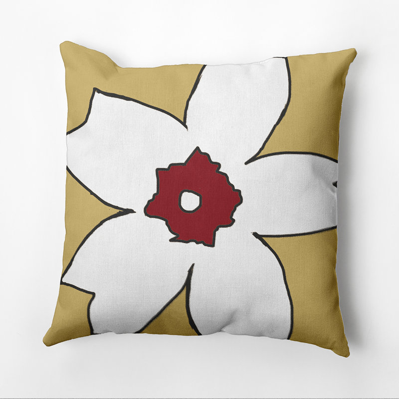 Floral Outdoor Reversible Throw Pillow, 18" H x 18" W x 1" D, Emperor / Buddha